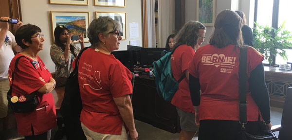 Protestors in senators' offices