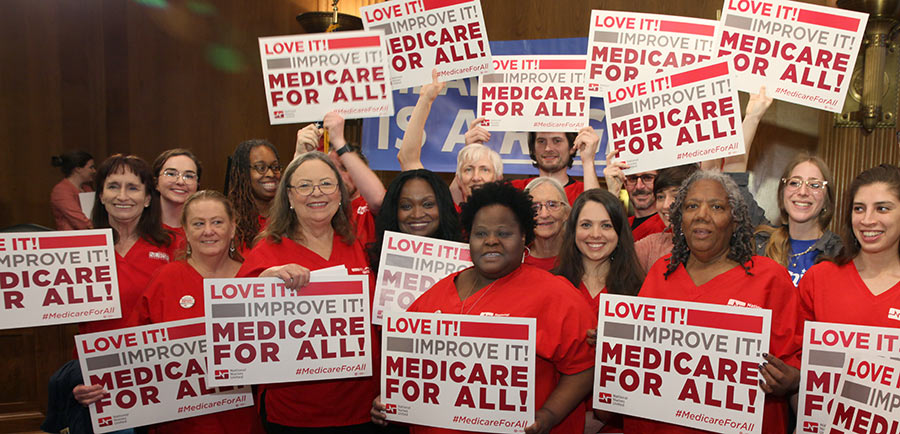 Nurses at Senate press conference for Medicare for All