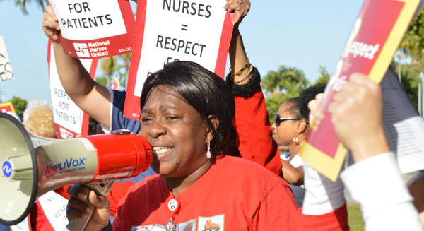 Nurse holding megaphone
