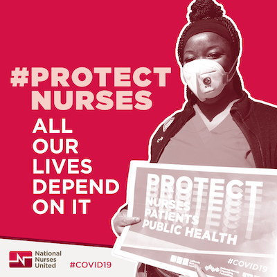 Nurses wearing N95 repirator; #protectnurses; all our lives depend on it