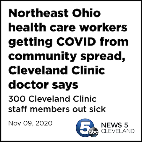 Northeast Ohio healthcare workers getting COVID from community spread, Cleveland Clinic doctor says