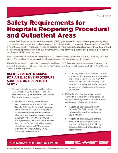 National Nurses United’s Standards for Hospital Safety During the COVID-19 Pandemic
