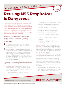 Flyer "Reusing N95 Respirators is Dangerous"