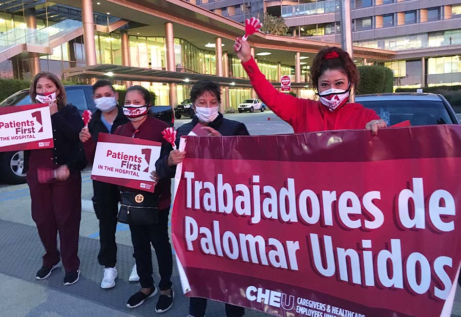 Members of CHEU outside hospital