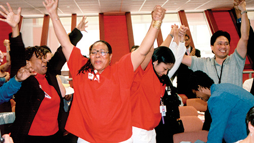 Nurses celebrating organizing victory