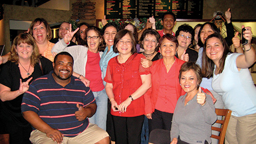 Large group of people celebrating