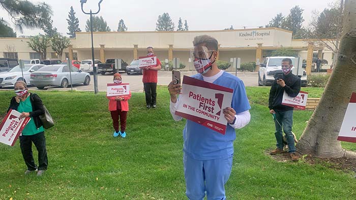 CHEU workers outside hospital