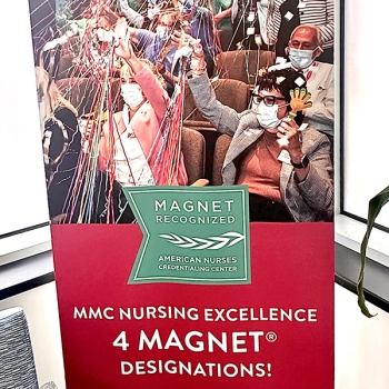 Magnet promotion sign inside Maine Medical Center