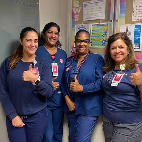 Four nurses inside hospital