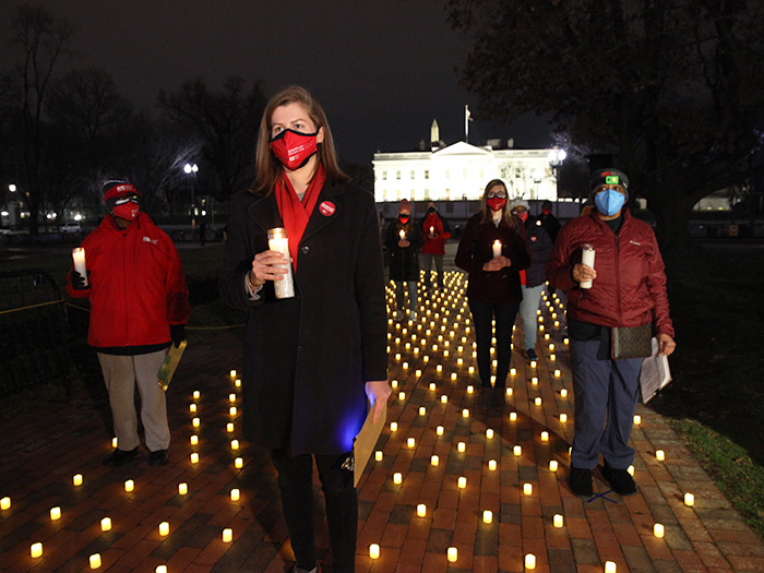 Nurses hold candlelight vigil outside the White House