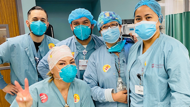 Nurses wearing masks in hospital