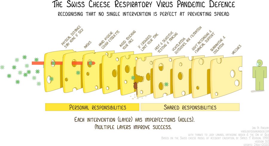 James Reason's Swiss Cheese Model Applied to Pandemic Defense