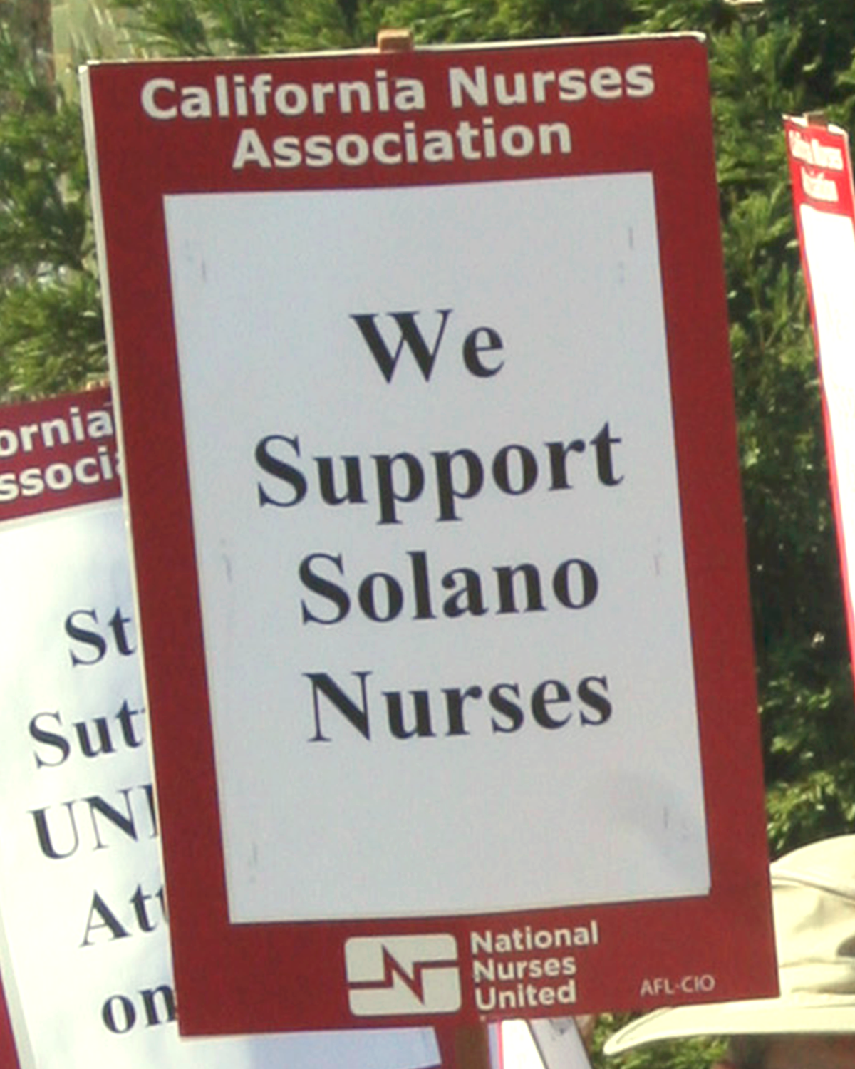 Sign: "We Support Solano Nurses"