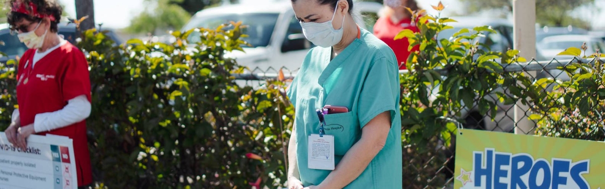 Nurse participating in action