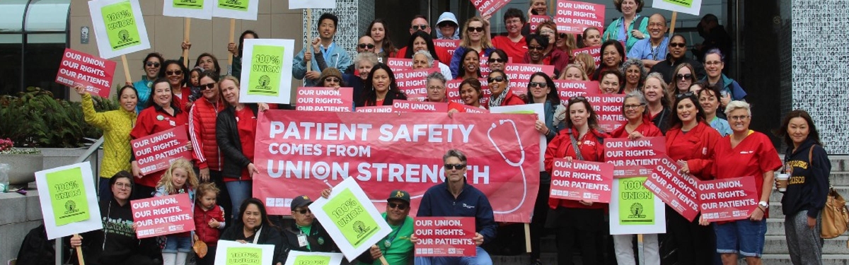 RNs and Carc workers showing solidarity