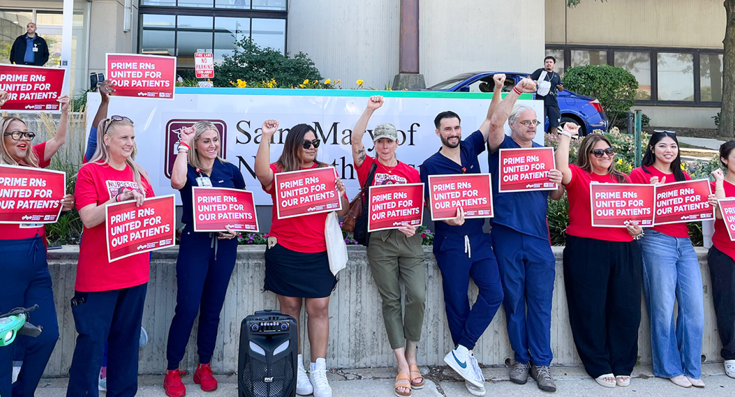 Nurses on picket line outside hospital