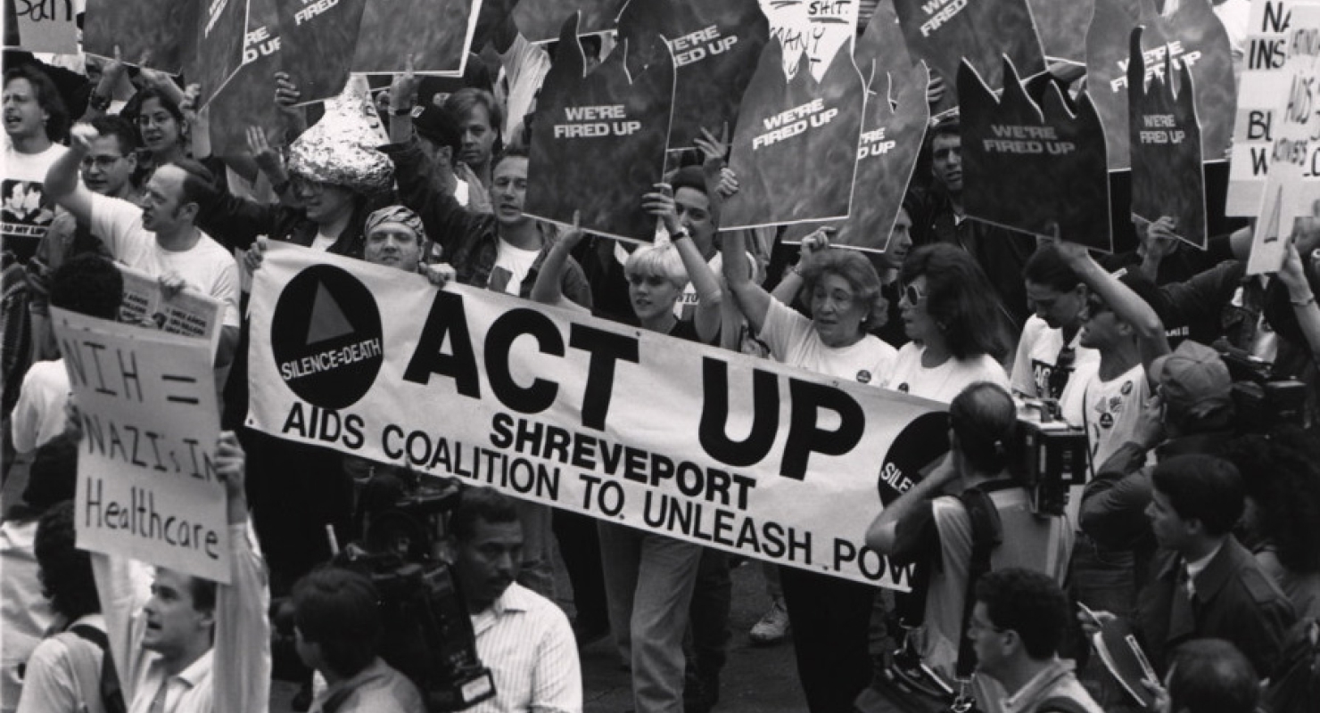 Large group of ACT UP activists