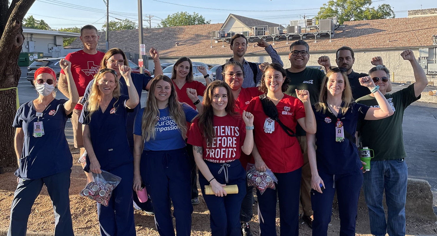 Nurses from Ascension Seton Medical Center in Austin TX demonstrating