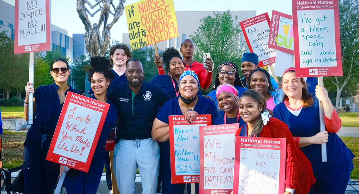Nurses on picket line outside hospital