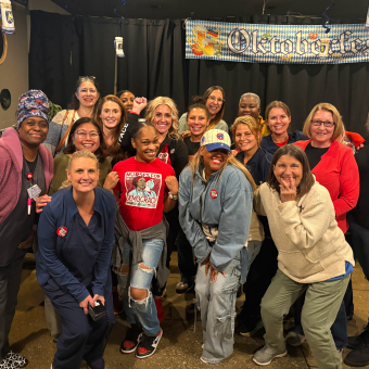 Nurses inside smiling