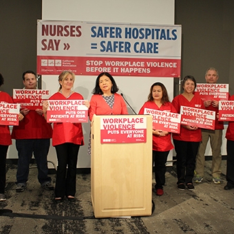 Group of nurses at podium