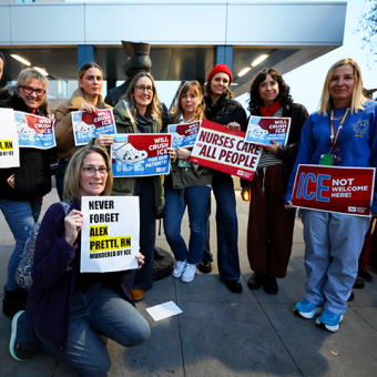 Nurses at vigil for Pretti and all who have been murdered by ICE