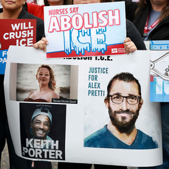 Nurses at vigil for Pretti and all who have been murdered by ICE