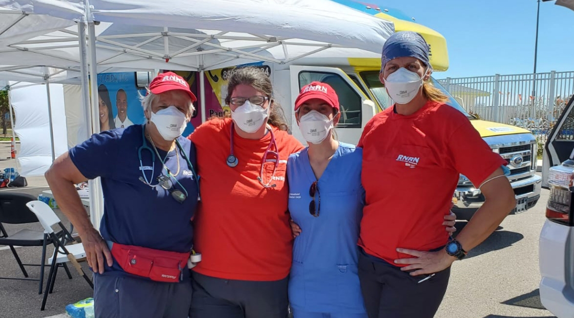 RNRN team in Florida for Hurricane Ian deployment in October 2022: RNs Gail Yost (left), Amy Tidd, Tammi Bachecki, and Venessa Soldo-Jones