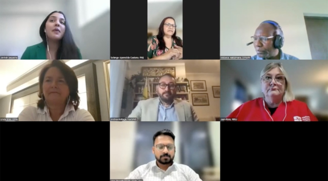 Zoom call with nurse representatives from around the world.