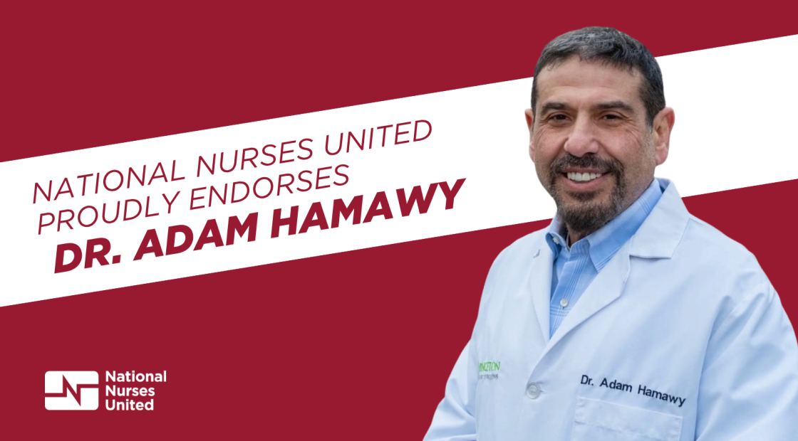 Headshot of Dr. Adam Hamawy, text "NNU Proudly Endorses Dr. Adam Hamawy"
