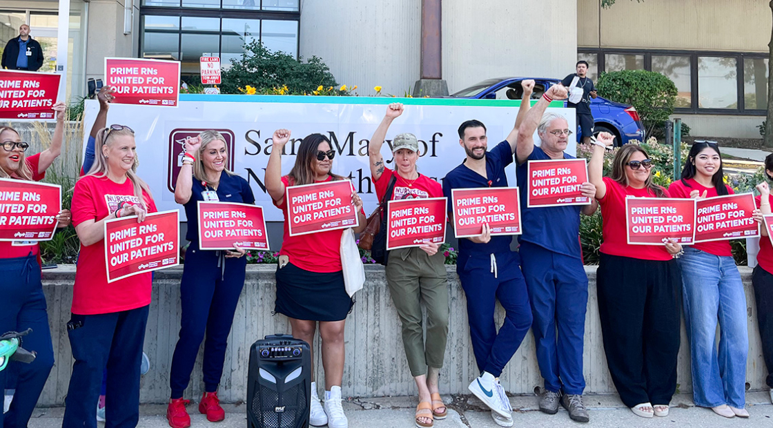 Nurses on picket line outside hospital