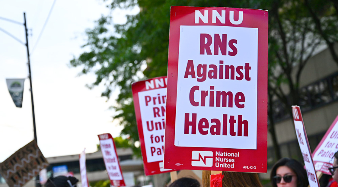 Sign "NNU RNs Against Crime Health"