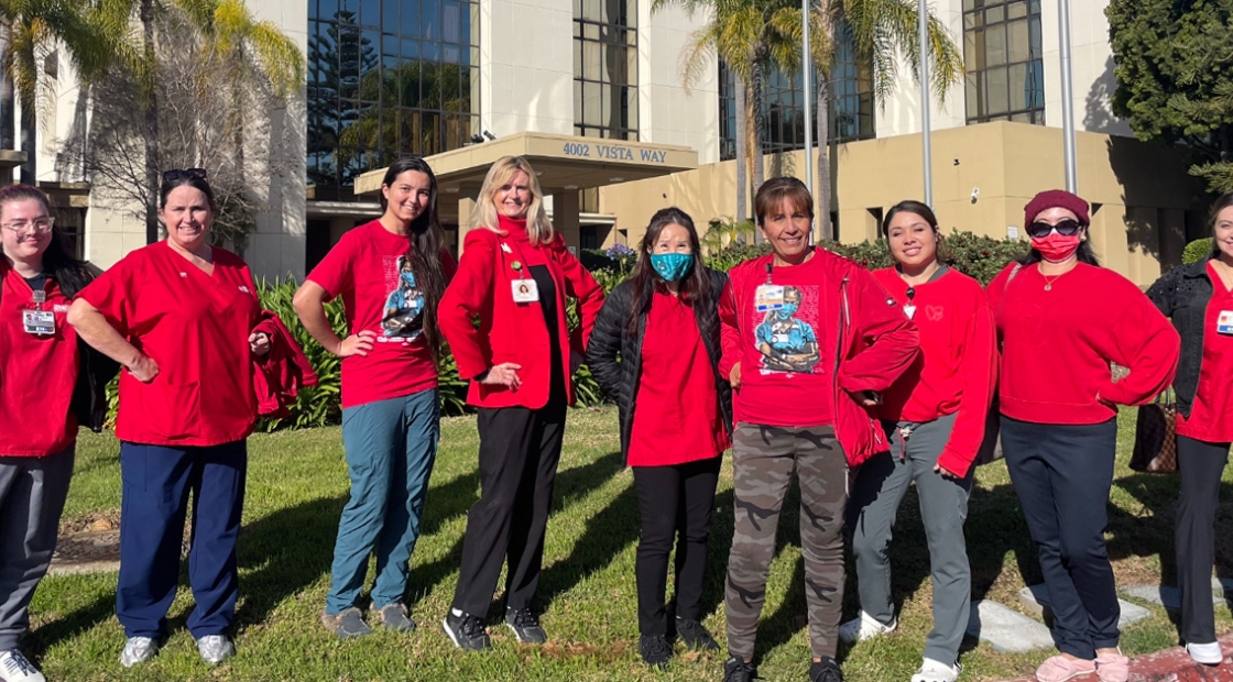 Nurses outside hospital