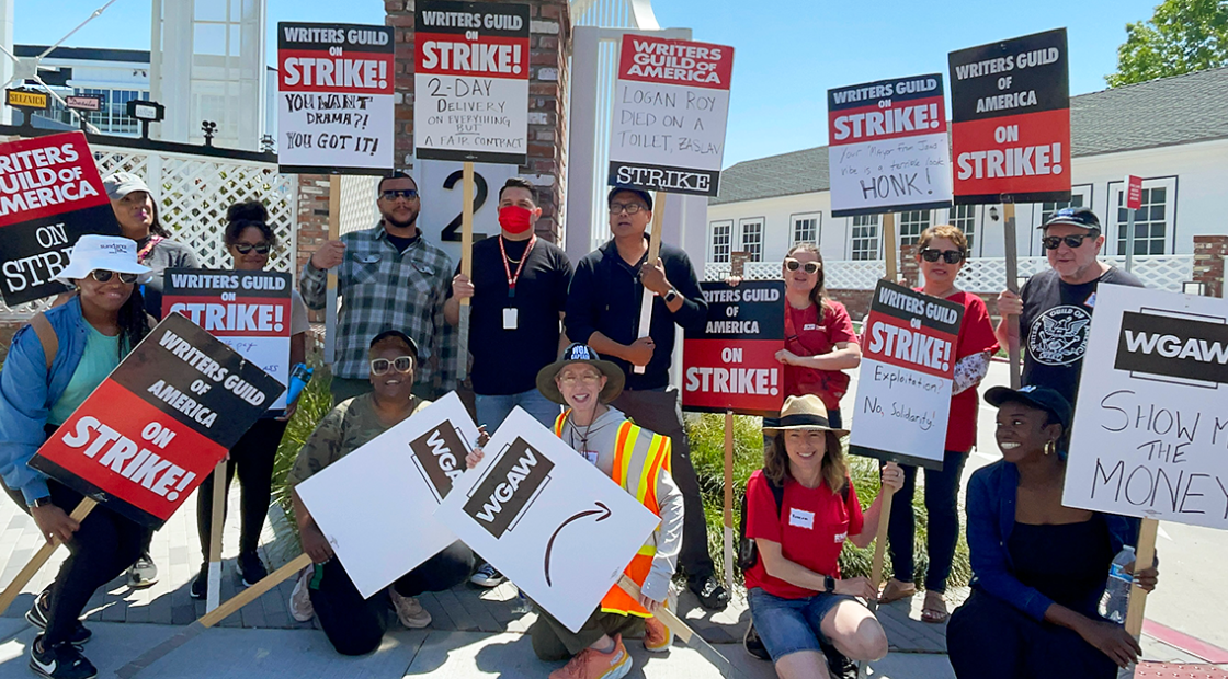 Folks on strike line for Writers Guild of America