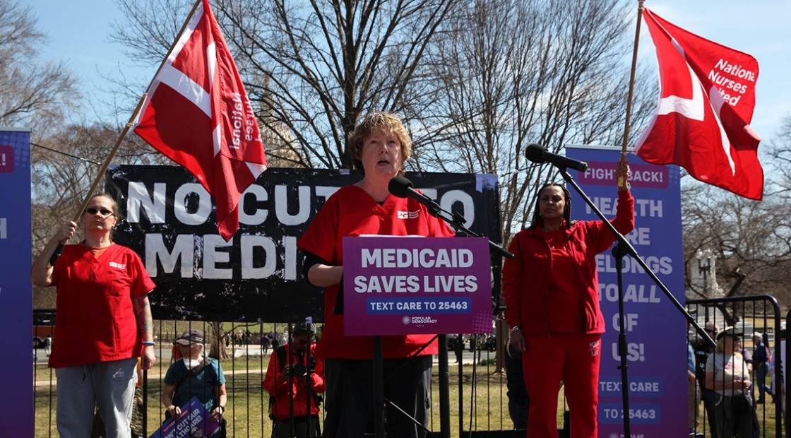 nurses at a rally to stop Medicaid cuts