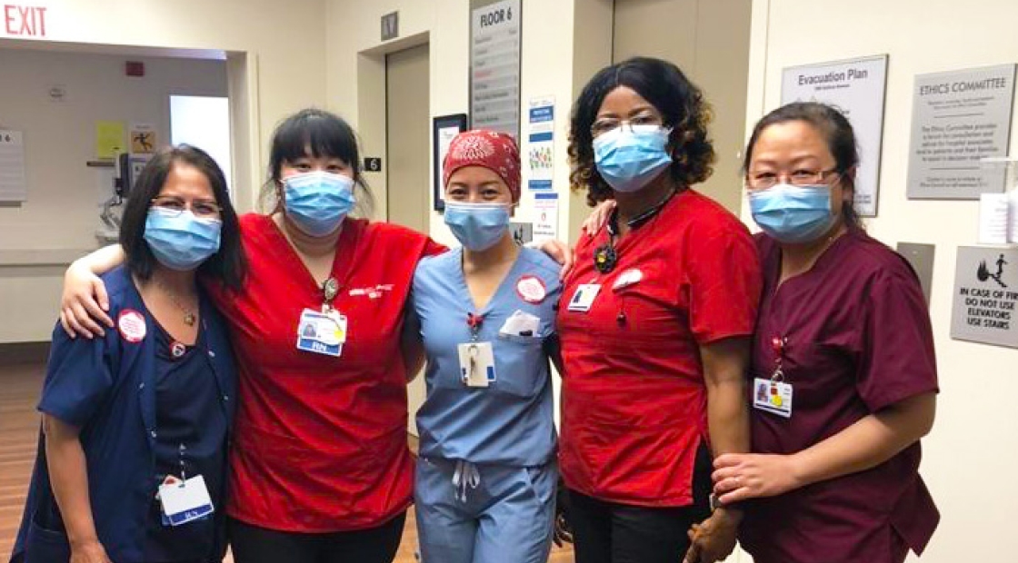 Five nurses inside hospital