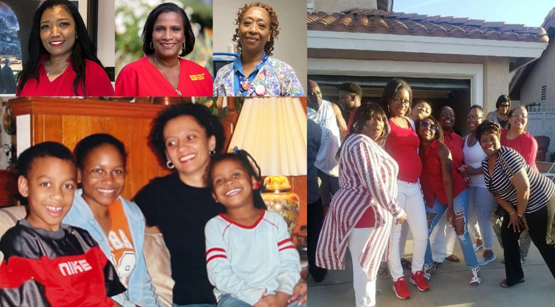 Collage of pictures of Black nurses and their families
