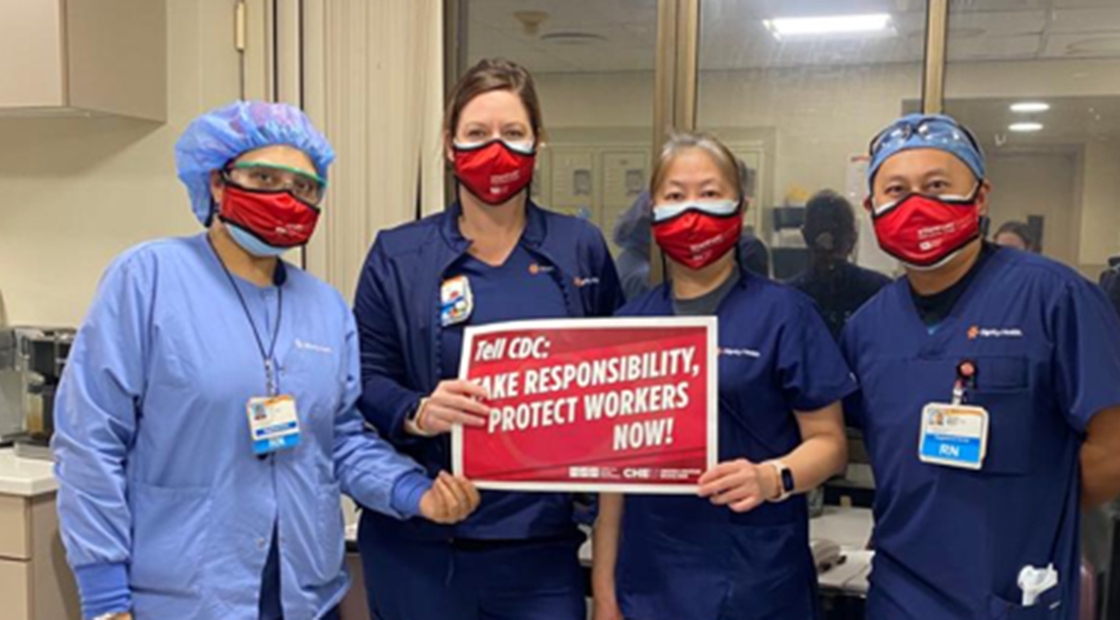 Four nurses inside hospital