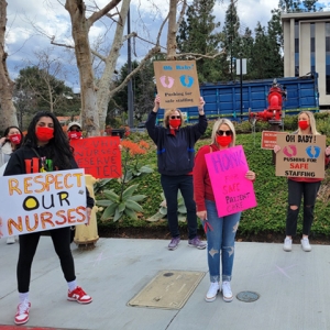 Verdugo Hills nurses picketing outside hospital