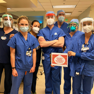 MarinHealth nurses in hospital. One sign "Protect nurses to protect patients"