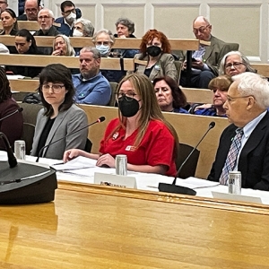 Hannah Drummond testifying in front of Senate hearing