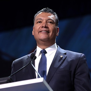 Alex Padilla at podium