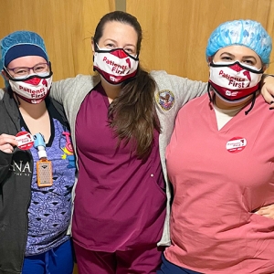 Three nurses inside hospital