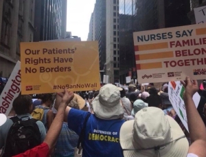 Nurse protesting