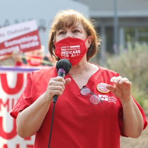 Nurse with microphone