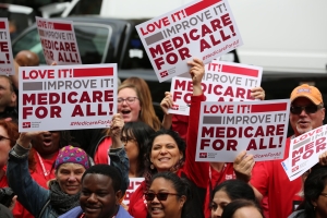 Nurses rally with Medicare for All signs