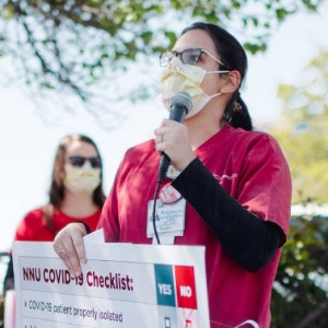 Nurse demanding personal protective equipment