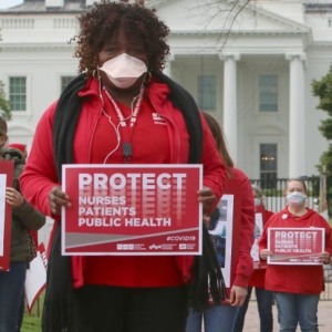 Nurses demonstrate in front of White House