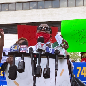 Nurses at Cook County hold a press conference following the Cook County Health Board meeting presenting the proposed 2021 budget