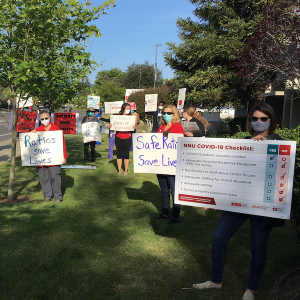 Registered nurses at HCA’s Good Samaritan Hospital in San Jose protesting unsafe staffing